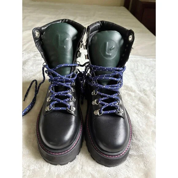 Larroudé Jordan Black Forest Moto Combat Leather Platform Hiker Boot Grunge Punk - Picture 4 of 8